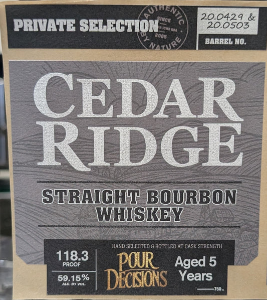 Pour Decisions’ Cedar Ridge Single Barrel Bourbon